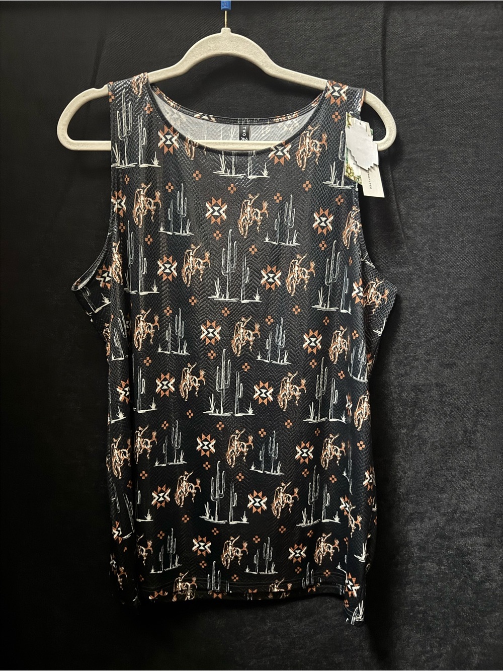 Black Southwestern-Print Sleeveless Tank Top